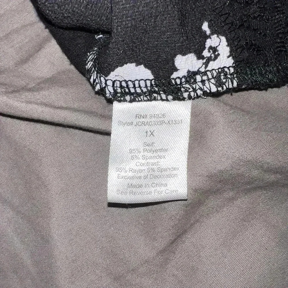 Jaretchung 1X Black Floral Tank Top Lace Hem Tie at Back Neck Keyhole  Cute - Picture 5 of 6